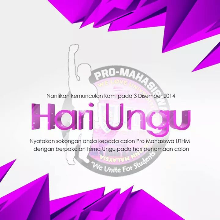 ProM_UTHM's tweet photo. Jom meriahkan lagi suasana pada 3/12 ini dgn berpakaian ungu sebagai tanda sokongan anda pada kami #ProM_UTHM http://t.co/asvHkjU2kz