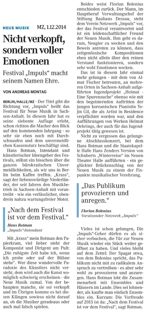 ImpulsFestival's tweet photo. Andreas Montag über das IMPULS-Festival @MZ http://t.co/xCUbhYMqsl