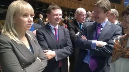 JCDAmos's tweet photo. Brits will sip their tea quietly while Fr and D discuss Ariane. MT “@spacegovuk: @gregclarkmp at #ESAMC14 http://t.co/1ELDHwURbM”