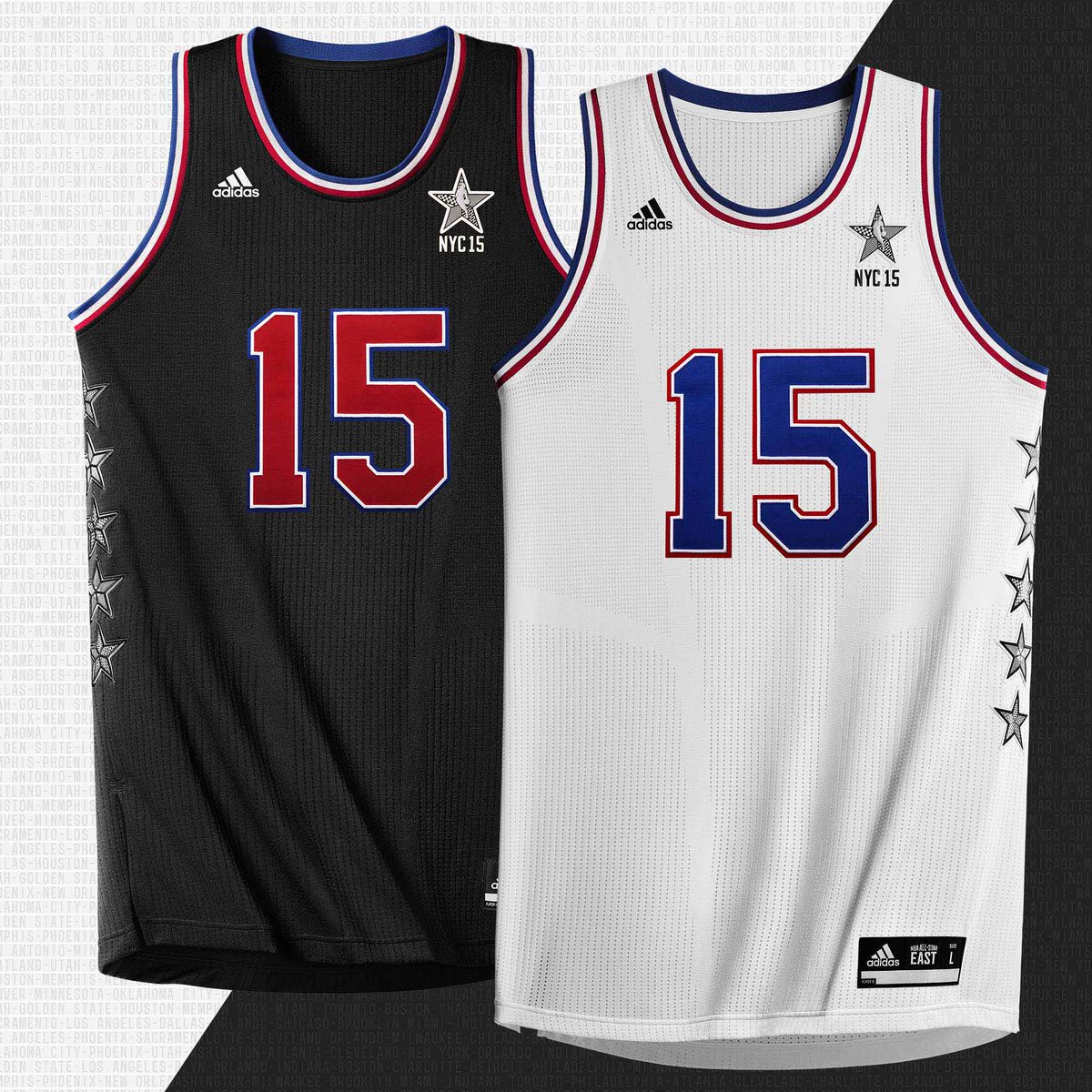 NBA's tweet photo. NBA &amp; @adidasHoops unveil #NBAAllStarNYC unis inspired by the basketball history &amp; culture of NYC! (via @NBAAllStar) http://t.co/svQKkykbFj