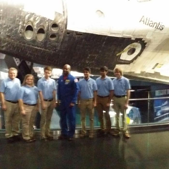 Astro_Flow's tweet photo. “@NASAedu: #radshield winners toured Atlantis @ExploreSpaceKSC this morning! http://t.co/UXa4xOGFVT” Our Future #explorers @NASA_Orion 🚀