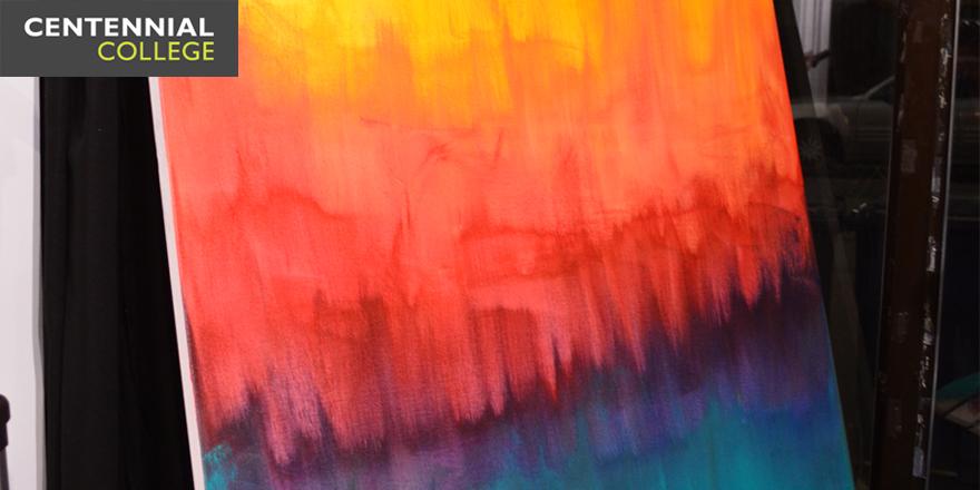 CentennialTODAY's tweet photo. Artist @TonySmerek starts on the live-painting portion of last night's @ArtInActionTO #art http://t.co/rsKJpB5W1h