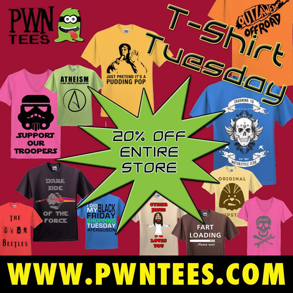 The #CyberMonday sale is almost over at pwntees.com get 20% off while you still can! #TShirtTuesday