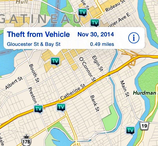 OttawaNW's tweet image. It may be cold out, but that doesn't stop theft from vehicles. Map: Nov. 30-Dec 1 #RemoveValuables #LockitorLoseit