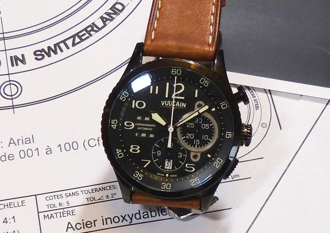 New DLC-coated version of the Aviator Instrument Chronograph from Vulcain. Pics, price ow.ly/Fey99