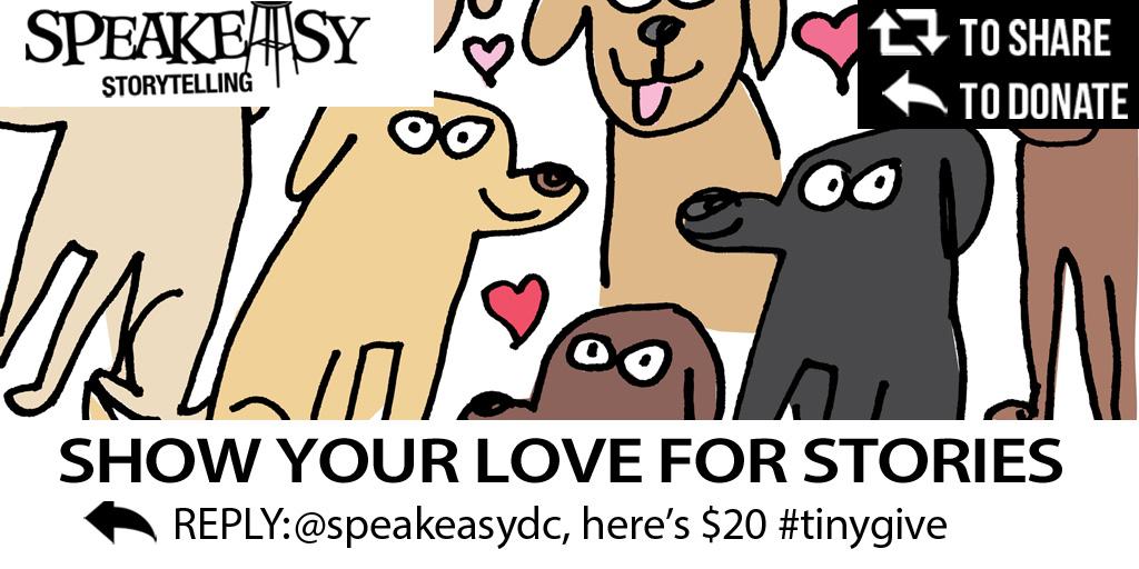 jennysplitter's tweet image. Showing my love 4 stories @GivingTues w $20 to @speakeasydc #tinygive. Retweet to show your love, too! #GivingTuesday