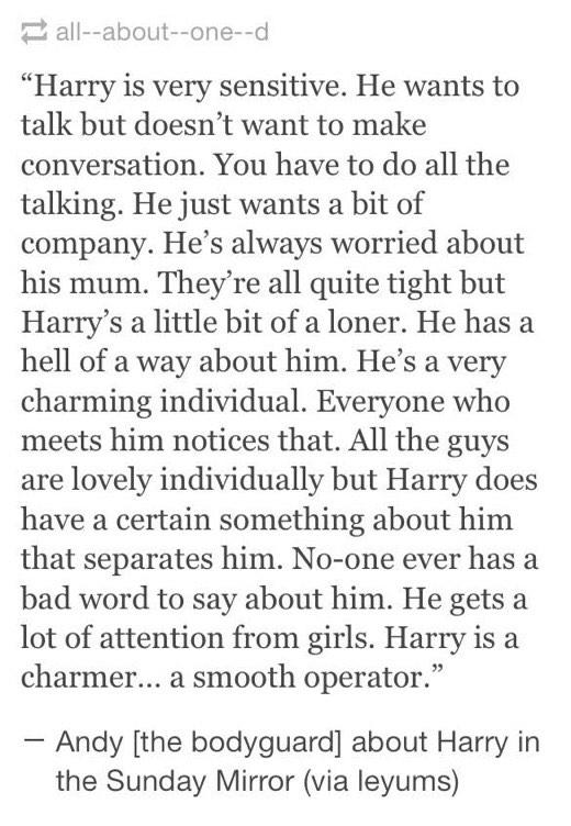1D_Swiss_Team's tweet photo. Andy who use to be the boys' bodyguard had this to say about Harry! - S http://t.co/eDMlEmNwpo