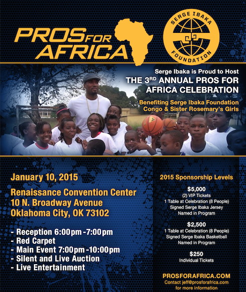 sergeibaka's tweet photo. Happy to celebrate the 3rd @IbakaFoundation and @PROSFORAFRICA Charity Gala in #OKC in January 2015. See you there? http://t.co/qHjAYCa8Wk