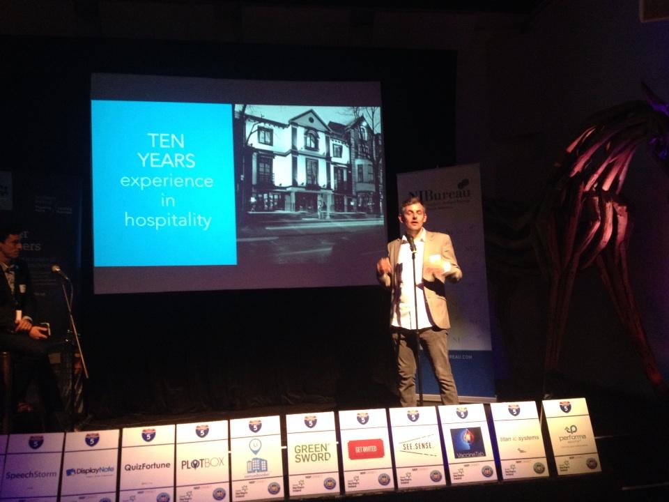 John Ferguson pitching <a href="/Venuebooker/">Venuebooker</a> changing the hospitality industry. <a href="/InvestNI/">Invest NI</a> <a href="/NI_Bureau/">NI Bureau</a> <a href="/belfastcc/">Belfast City Council</a>