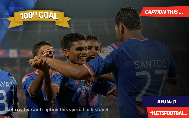 IndSuperLeague's tweet photo. Mega #FunAt1

Now even you can score!

Give a fantastic caption for the 100th goal and WIN a special ISL gift hamper. http://t.co/MRQw4QPPxS