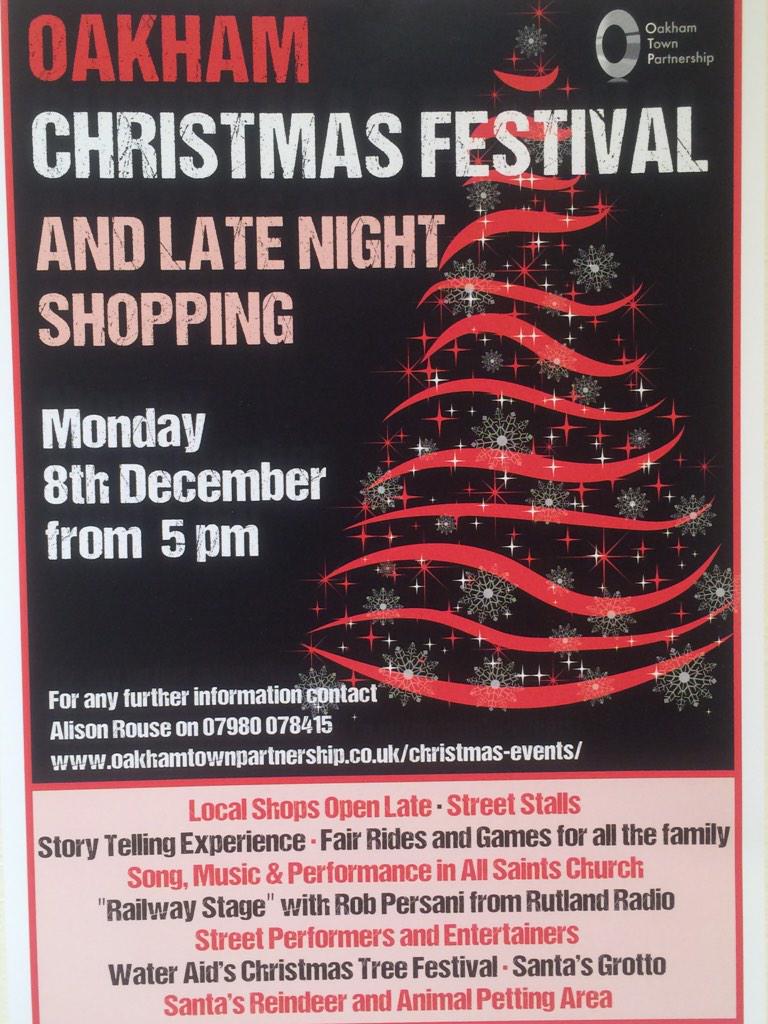 Join us for mulled wine &amp; mince pies on Mon 8th December. It's #Oakham Christmas Festival &amp; late night shopping.