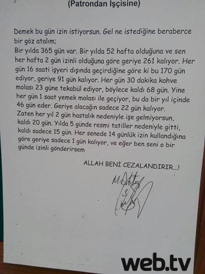 96Kocadag's tweet photo. (Patrondan işçisine) http://t.co/2XafBvrQEr