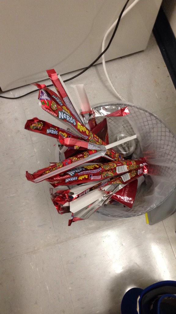 SierraFent's tweet photo. I think @mphillips_27 has an addiction problem π³π #NerdsRope #OverTen http://t.co/mrpYMwpKAv