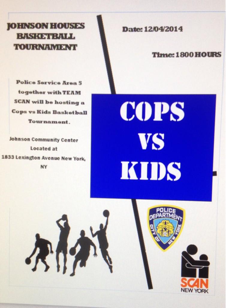 NYPDPSA5's tweet photo. Come out and join us for our 1st Annual Cops vs Kids basketball tournament #PSA5 #Harlem #JohnsonCommunityCenter http://t.co/gOUsjTiz0v