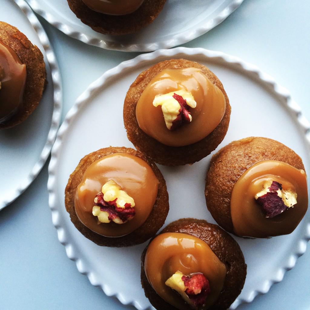 Lil' Sweet Potato Cakes with Honey Caramel, Aleppo Pepper, &amp; Red Walnuts! #baking