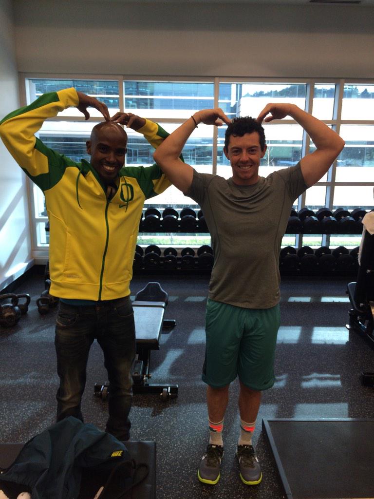 Mo_Farah's tweet photo. .Great to meet the big star of the golf @McIlroyRory Legend..!! #rio2012 http://t.co/EcBMg7Fk9n