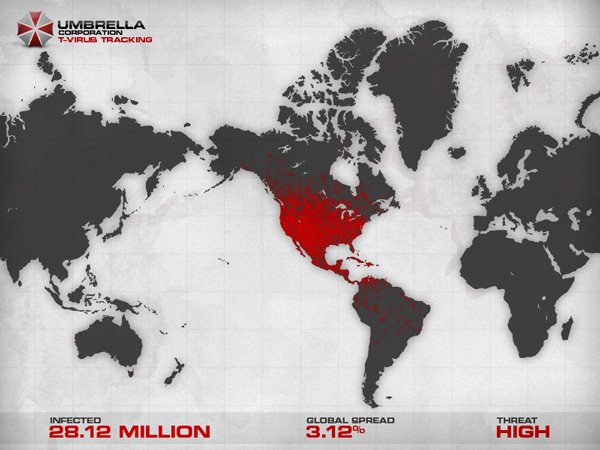 UmbrellaCorp_RE's tweet photo. ALERT: The T-Virus has reached 3.12% global spread. Stay safe and always remember - Umbrella cares. http://t.co/UGpoqilrz5