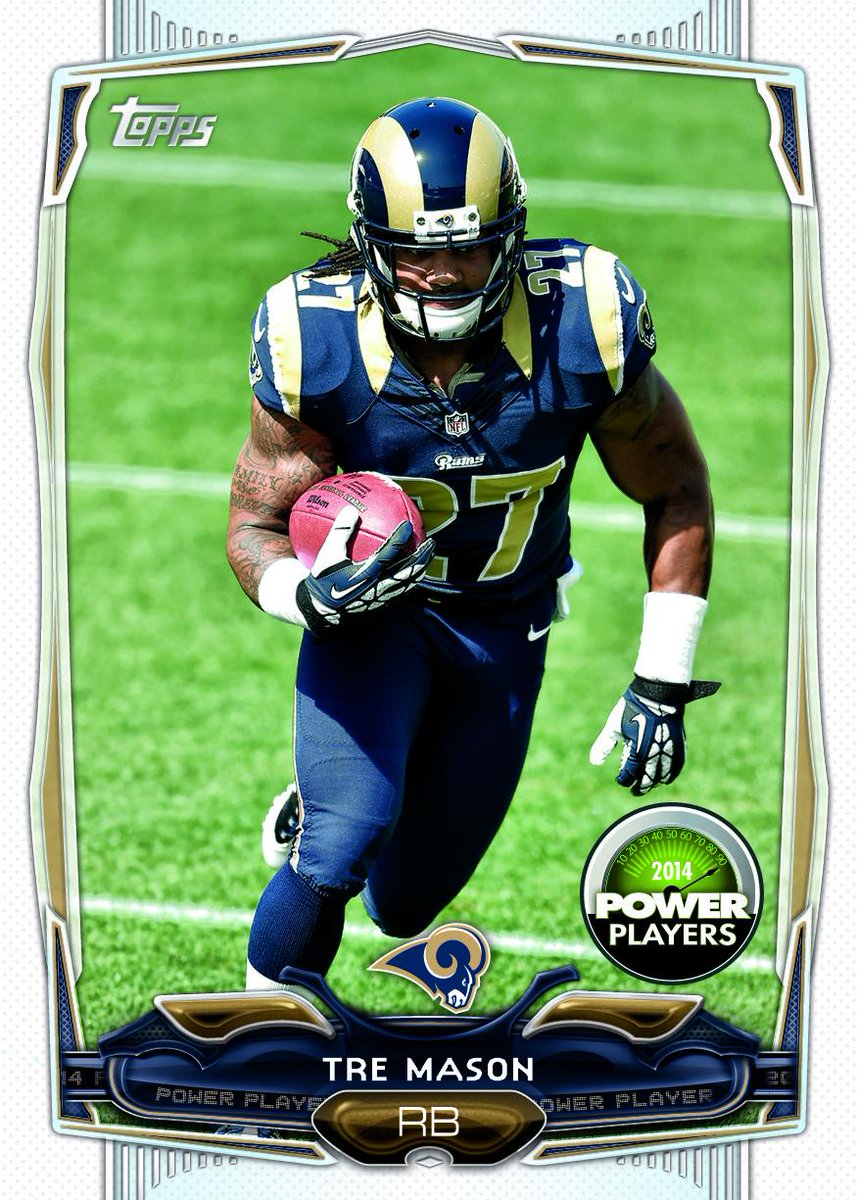 Topps's tweet photo. The Week 13 #ToppsPowerPlayer Rookie of the Week is St. Louis' Tre Mason (@TreMason) http://t.co/7bNQVHpclQ