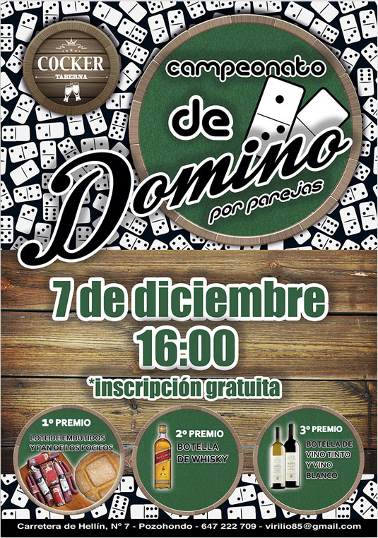 Taberna_Cocker's tweet image. Campeonato de Dominó
7 de Diciembre a las 16:00
No te lo pierdas.