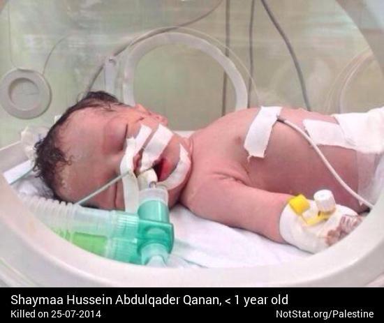 We don't forget Shaymaa Hussein Abdulqader Qanan, < 1 yo, born from a dead mother notstat.org/palestine/PX5K… #Gaza
