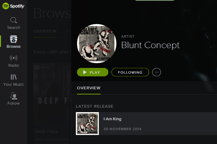 Yow guys! Follow us on Spotify! #IAMKING #Spotify #bluntconceptmusic #moshpitfamily