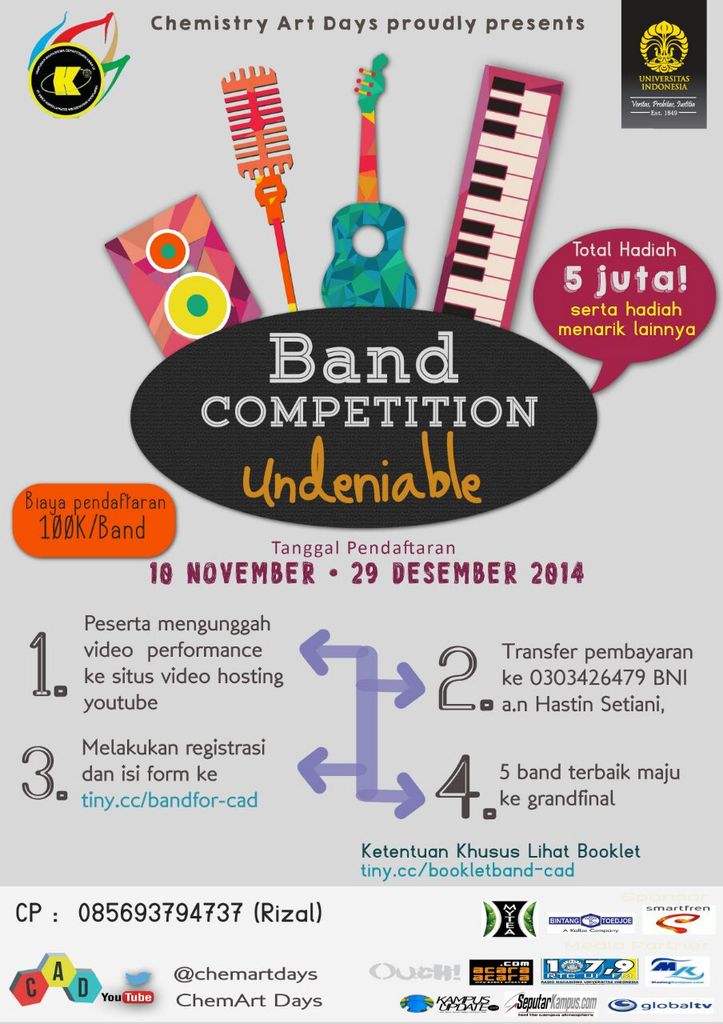 ChemArtDays's tweet photo. Selamat pagi! Jangan lupa segera daftarkan band kalian di Band Competition CAD yaa, hadiahnya menarik loh ~ #CAD http://t.co/z94idglMLx