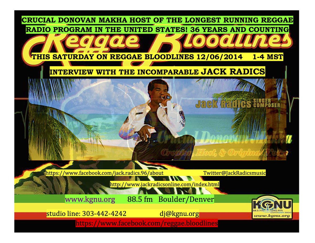 ReggaeBloodline's tweet photo. Next @ReggaeBloodline 12-6-14
Reasoning with Jack Radics http://t.co/pUChnVtWec