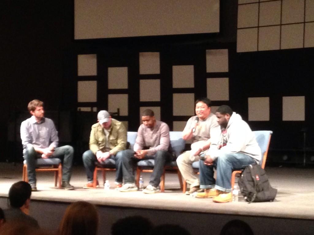 <a href="/bowebutler/">Bowe Butler</a> <a href="/jeromegay/">Jerome Gay Jr.</a> <a href="/Lawrence_Yoo/">Lawrence</a> <a href="/DJPdogg/">Dj Pdogg</a> discussing Ferguson, racial reconciliation at @DwellEquip <a href="/SummitBRC/">Summit Blue Ridge</a>