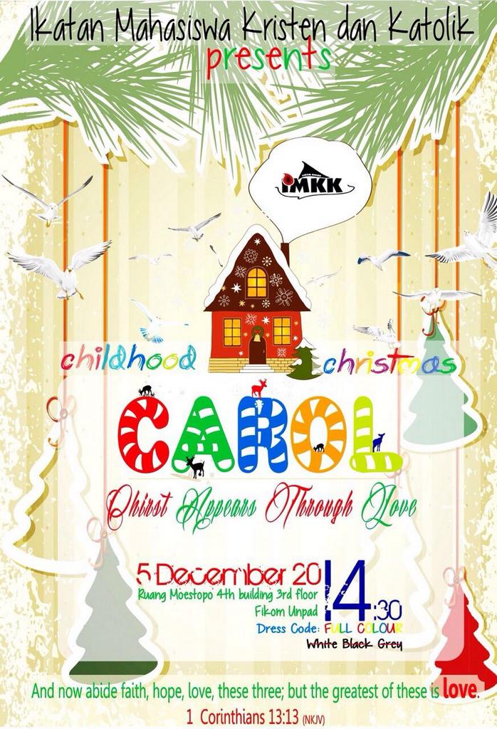 Syalom:) Kami mengundang teman2 untuk datang di Acara Natal IMKK "Christmas Carol" <a href="/PMKUNPAD/">PMK UNPAD</a> <a href="/PMKFHUnpad/">PMK FH Unpad</a> <a href="/PMK_FKUnpad/">PMK_FKUnpad</a>