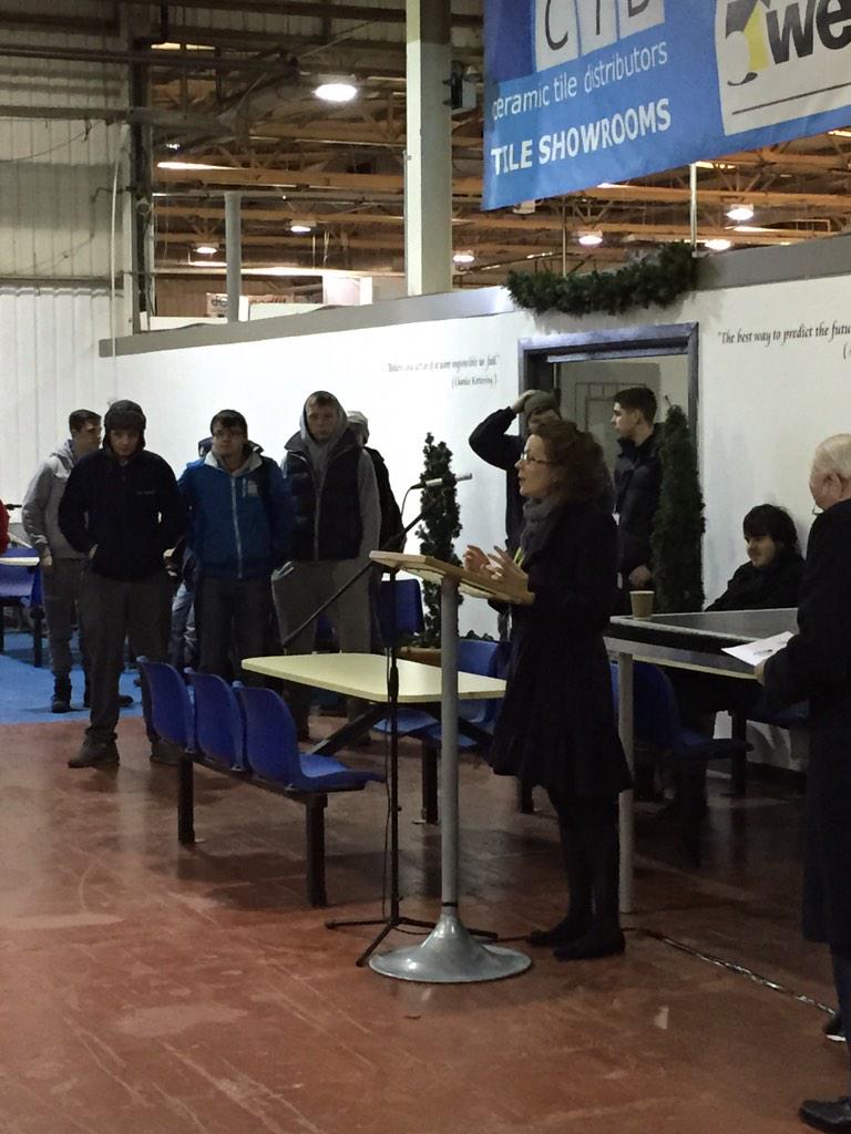 EastDurhamCol's tweet image. College Principal Suzanne Duncan takes to the stand to open the #TechAcad relaunch event