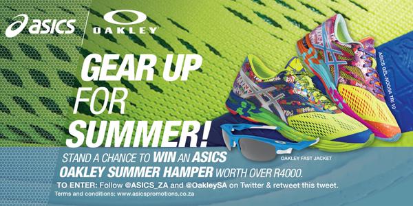ASICS_ZA's tweet photo. Competition time! Follow @ASICS_ZA &amp; @OakleySA, &amp; retweet this tweet for a chance to WIN a #hamper worth over R4 000! http://t.co/qjzB0BZUUT