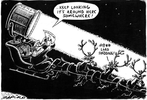 SundayTimesZA's tweet photo. Getting into the festive spirit with @Zapiro http://t.co/WXguA6yICe