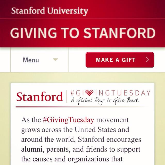 Excited to see #GivingTuesday #Stanford happen this year! #nerdnation #givingnation