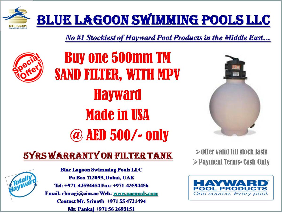 blspintl's tweet photo. Grab the Deal ! SPCL Offer on Hayward SwimPro Filters 
For further details call us on 04- 3594454 http://t.co/oHP1dR04Zi