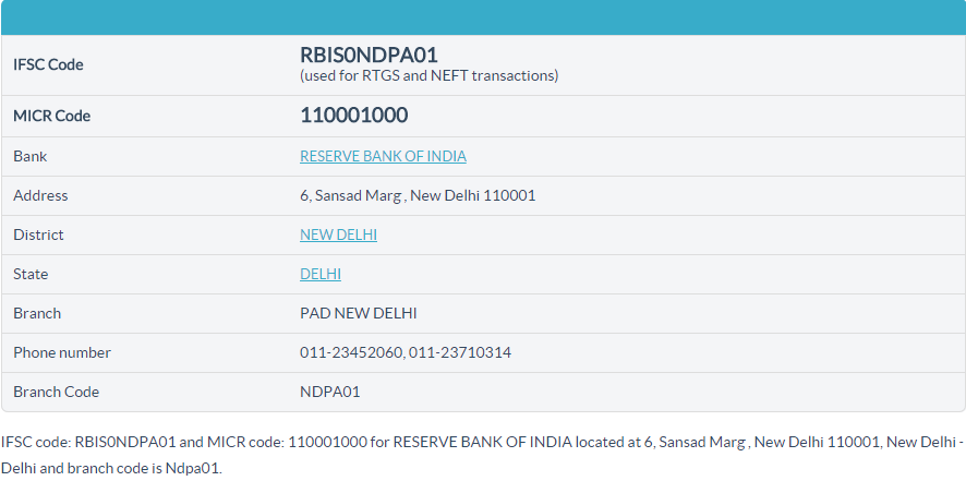 NewIFSC's tweet photo. RBI IFSC Code and MICR code for Pad New Delhi branch in New Delhi visit http://t.co/08YJToGC2z.
#ifsccode #micrcode http://t.co/CSN2E6etx4