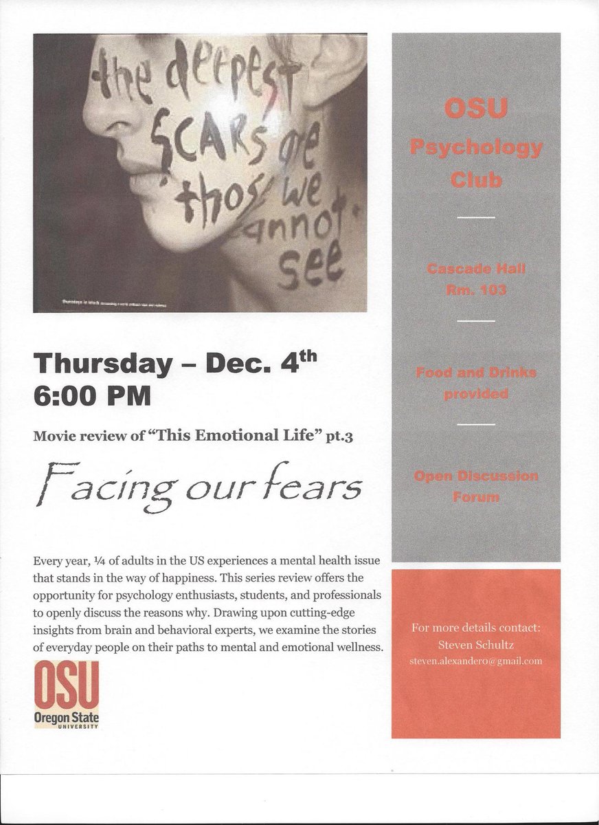 CoccPsychClub's tweet photo. OSU Cascades Psychology Club is holding their last movie night of Fall term this Wednesday! http://t.co/RHCZNq5psZ