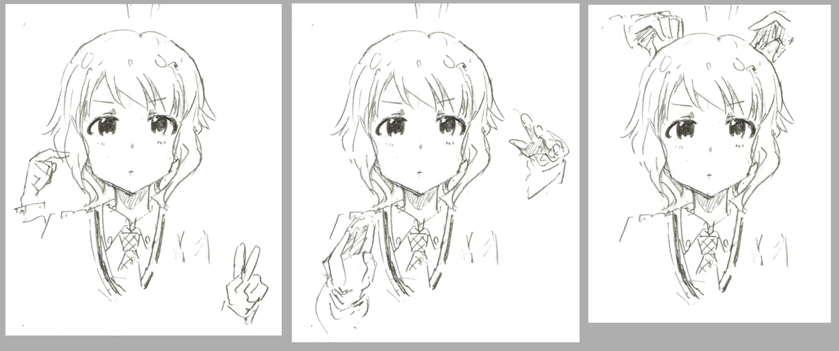 とりあえず左右の組み合わせで謎ポーズできるようになったけど これ全部書きだすのダルいなぁ(色つけるとしたらなおさら 
