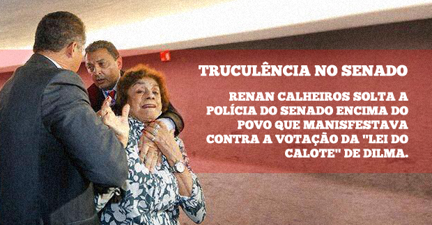 brdeverdade's tweet photo. Dona Ruth, 79 anos, foi retirada de forma truculenta do senado. http://t.co/8MWDcCuoUb http://t.co/j8K05bHppY