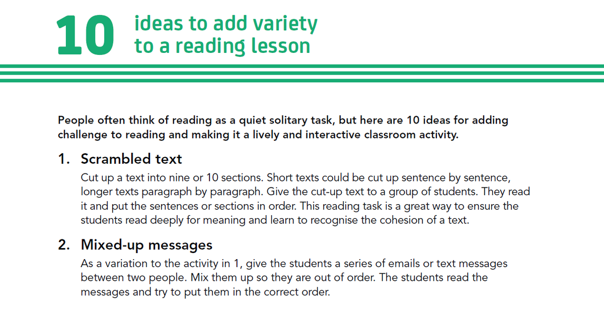 ETprofessional's tweet photo. Adding variety to a reading lesson #EFL #ELT #tesol #tefl @johnhugheselt ETpedia #ELTtips. http://t.co/vtDiOBN0yL http://t.co/R7isiy1gW2