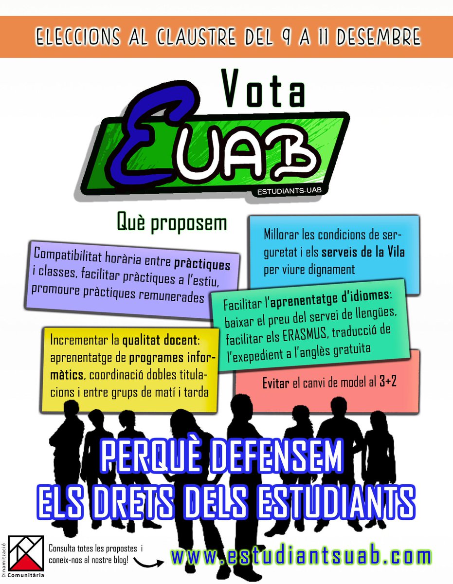 EstudiantsUAB's tweet photo. Estudiants UAB es presenta per les eleccions al claustre! Llegeix el nostre programa: http://t.co/G1BBLyC6Zh http://t.co/MF0RjxuhJN