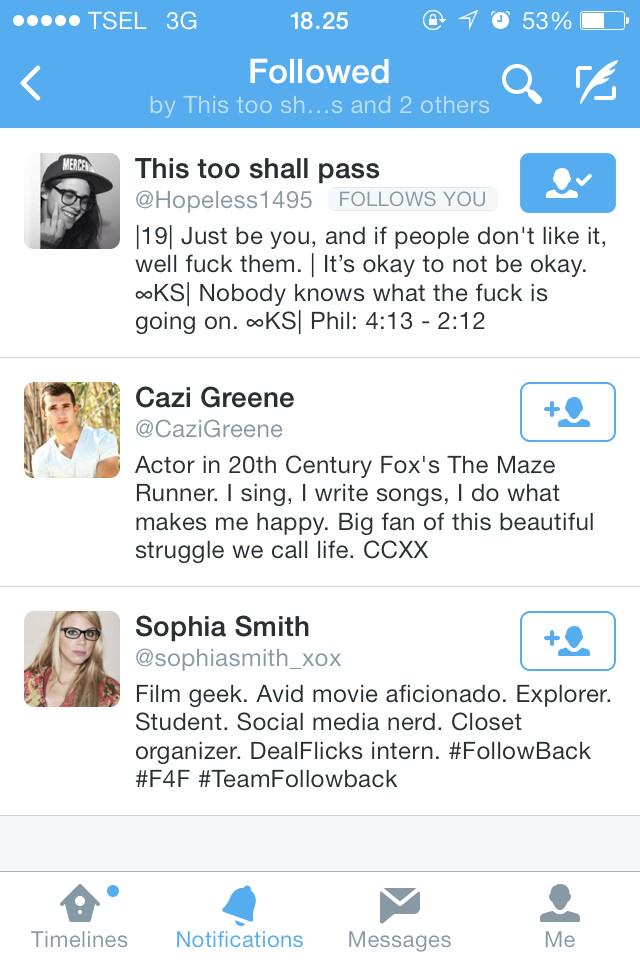 RKForeverYeah's tweet photo. omg so i just realized that @CaziGreene followed me yesterday. But he's unfollowed me now. :( http://t.co/eDrer7agIq