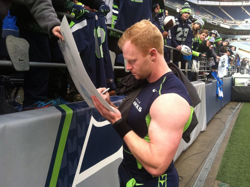 NFLCanada's tweet photo. This is @Seahawks Punter @JonRyan9 as a baby and this is the Canadian now. #EverydayisArmDay (right @fs1otoole?) #12s http://t.co/c9tOVnPhx8