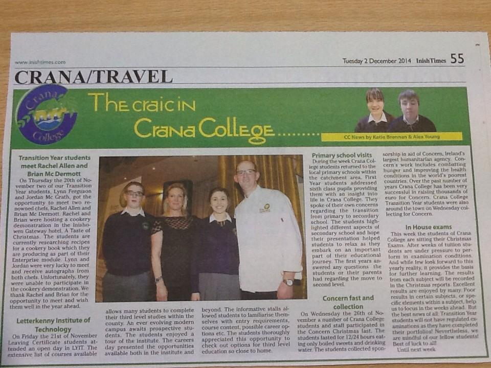 CranaCollege_TY's tweet photo. Read all the news from @cranacollege in this week's @InishTimes http://t.co/6BIp35AJ64
