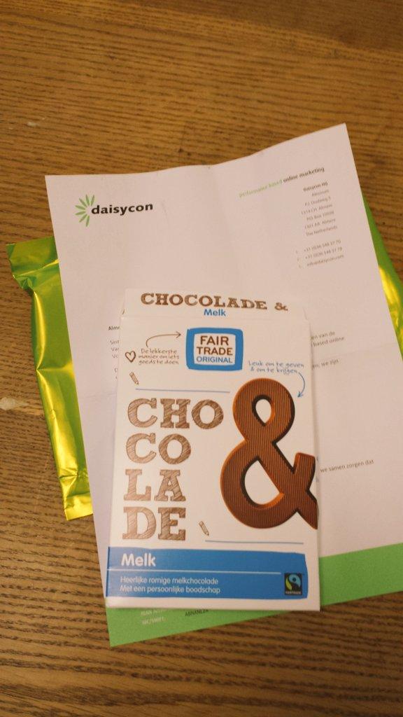 Oké @daisycon bedankt voor de prettige samenwerking &amp; de chocolade! #partnerships