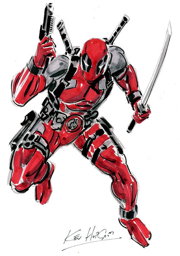 A character I haven't drawn before, Deadpool.