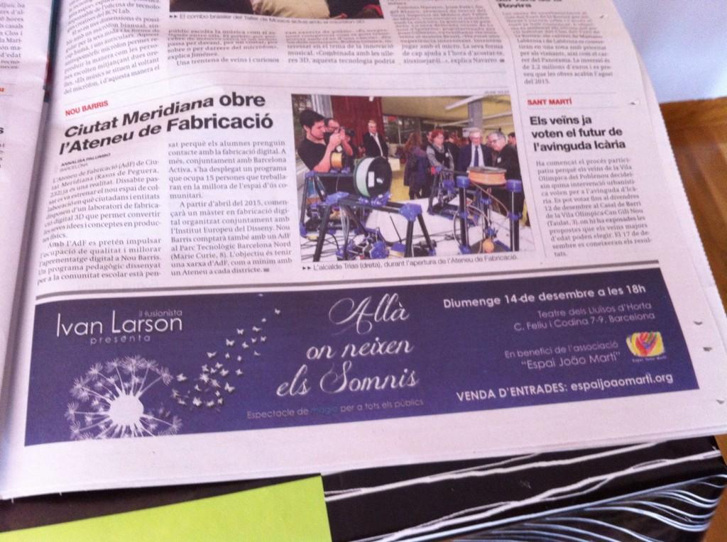 ivanlarson's tweet photo. Avui sortim a @elperiodico @elperiodico_cat! #AllaOnNeixenElsSomnis @EspaiJoaoMarti @LluisosHorta #Estrena #14des http://t.co/f40guonBSZ