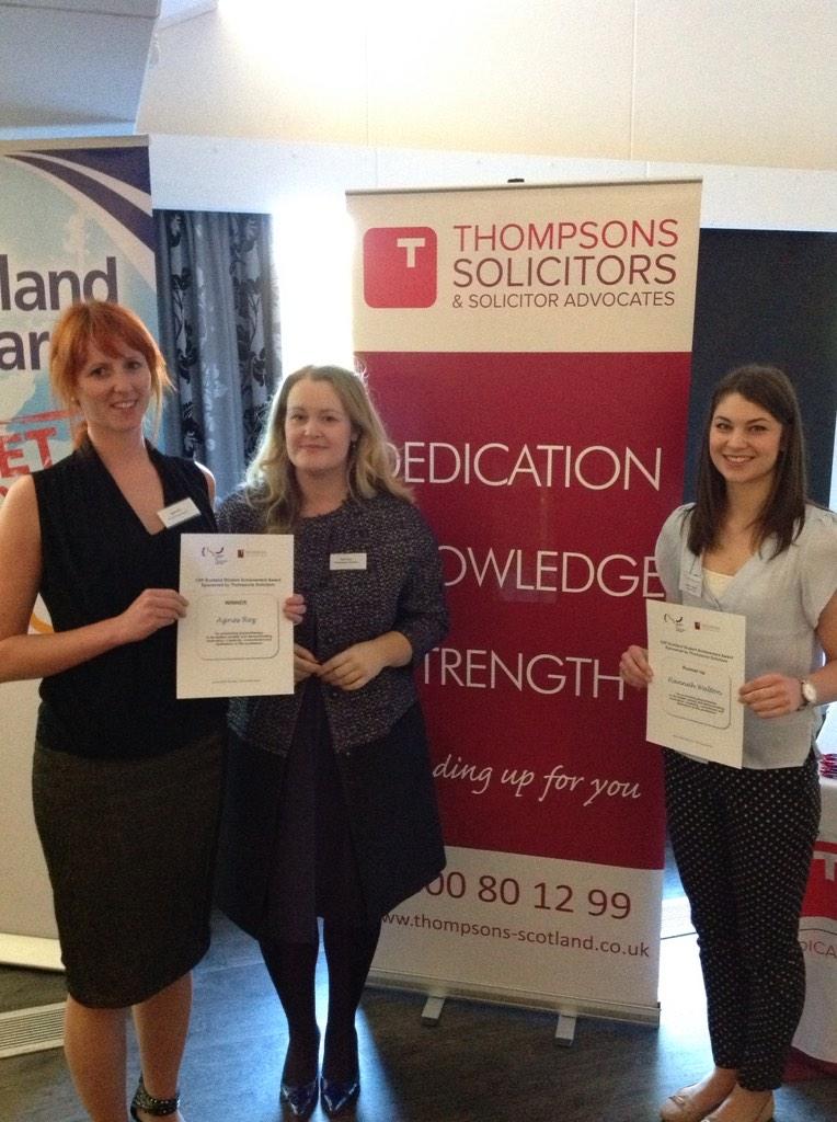 Well done Agnes (left) and Hannah (right) with Thompsons representative Gail Miller #cspscotconf14