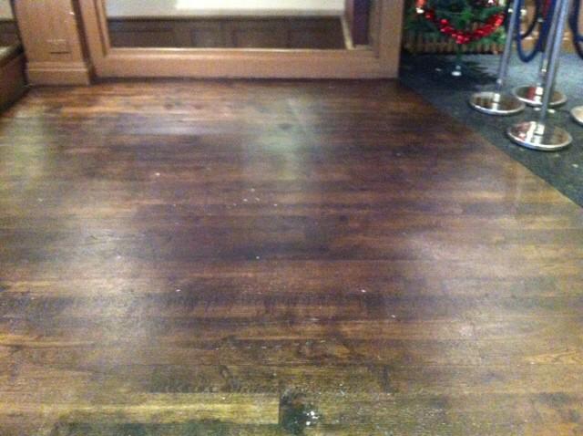 Cleanforce's tweet image. Wooden floor restoration work carried out at Yates #Bournemouth before &amp;amp; after pics