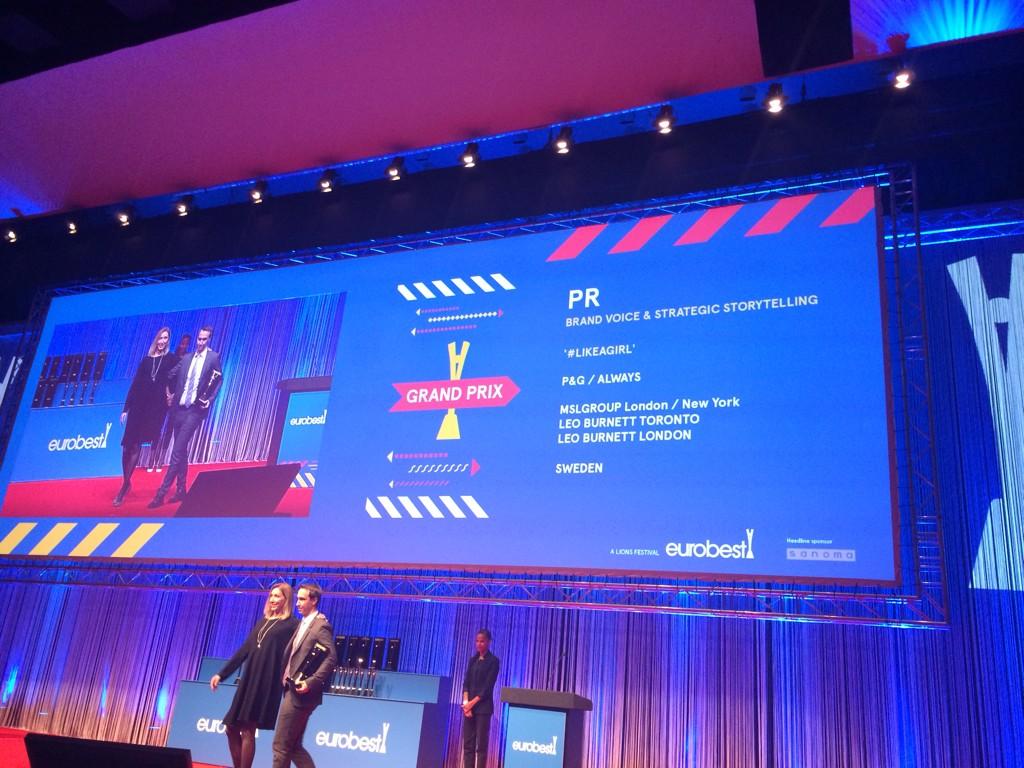 michaelisdeadBE's tweet photo. 'emotion' is probably one of the big winners this year @eurobest #likeagirl http://t.co/biKAsxau4X