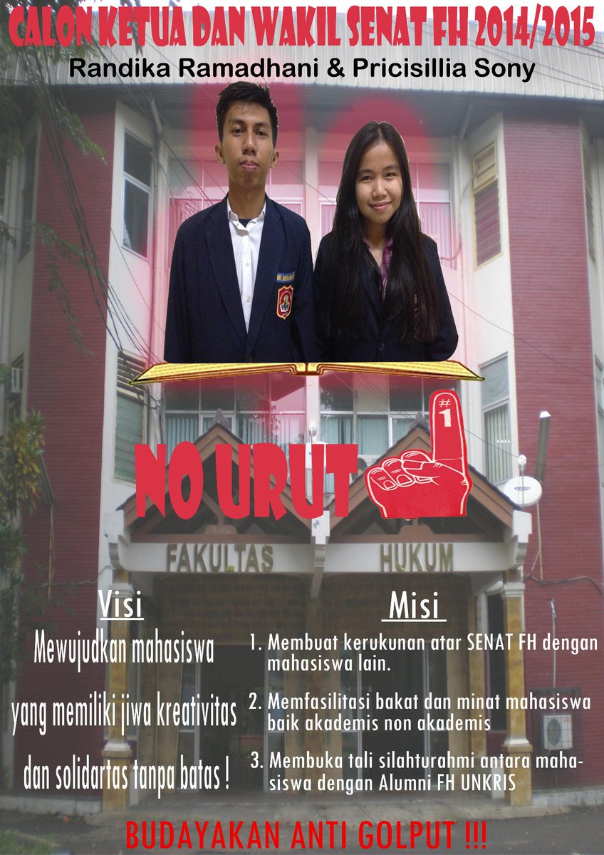 Ayo dukung Bang Randika Dan Kak Pricissilia , di pemilihan ketua senat FH 2014/2015